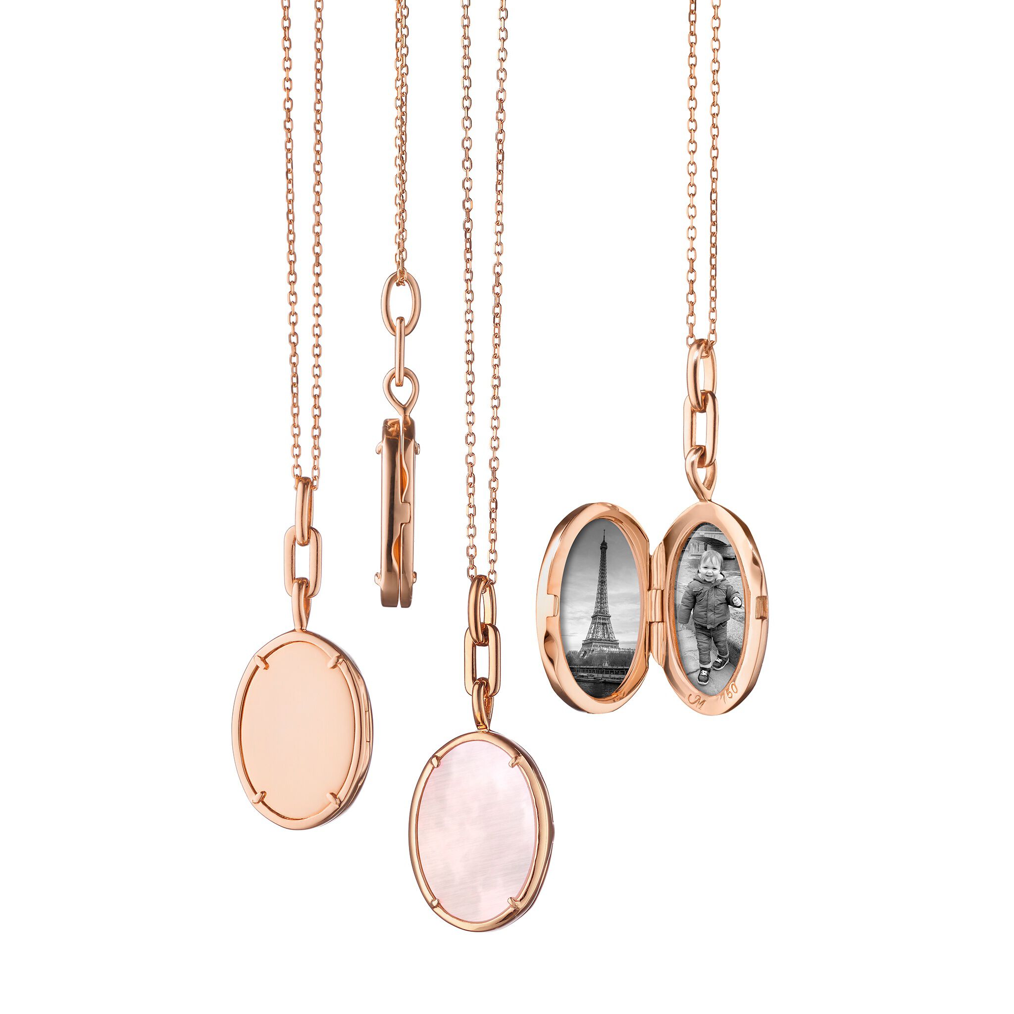 Photo locket top necklace rose gold